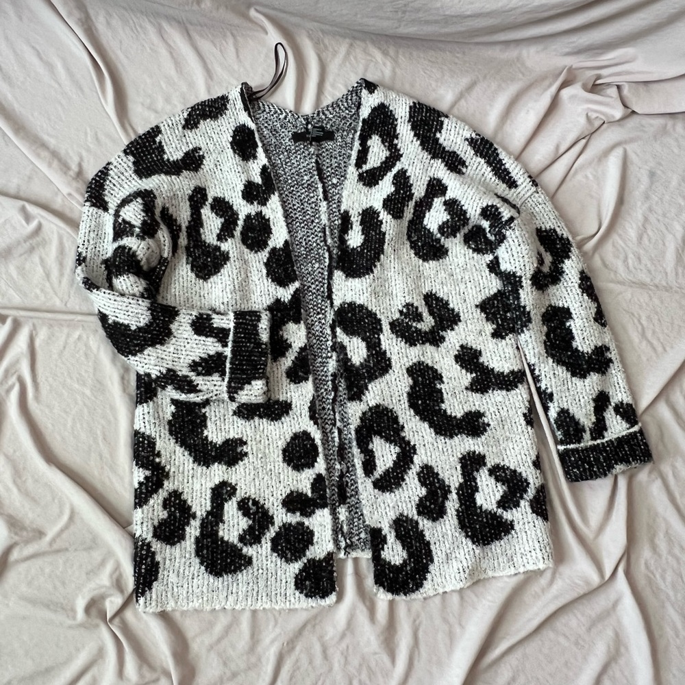 Forever21 Cow Print knit Open Cardigan